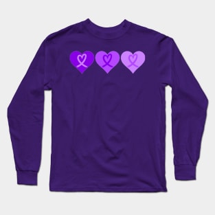 Purple Hearts with Purple Heart Awareness Ribbons Long Sleeve T-Shirt